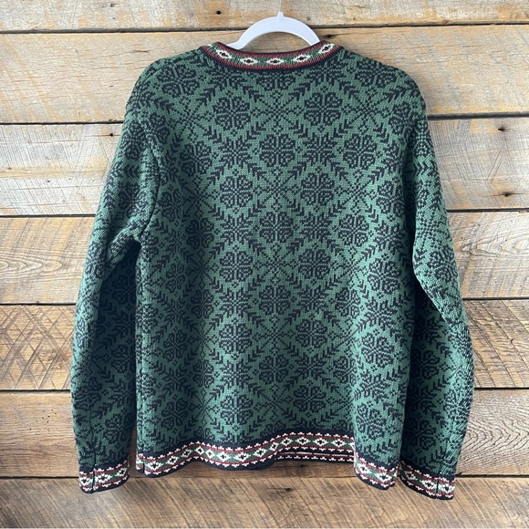 LL Bean Womens Vintage Fair Isle Cotton Nordic Cardigan Sweater Size Medium - Picture 4 of 14